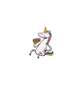 Unicorn cu prăjitură model alb pe tricou