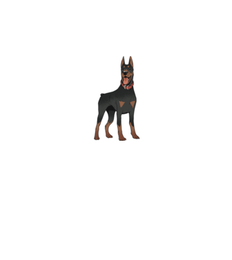 Tricou cu câine dobermann model roz pe tricou