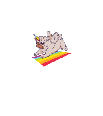 Pugicorn - mops unicorn model mov pe tricou
