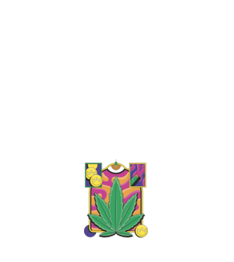 Hippy Cannabis model negru pe tricou