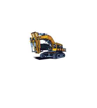 Excavator model alb pe tricou