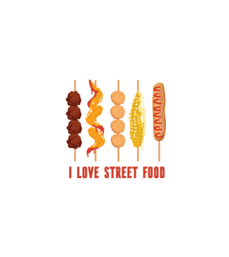 I Love Street Food model negru pe tricou