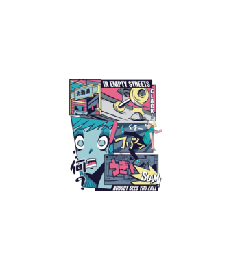 Anime Vaporwave Benzi desenate Skateboard model negru pe tricou