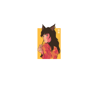 Pisică Fată Anime model gri pe tricou