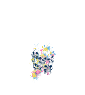 Cranii colorate model alb pe tricou