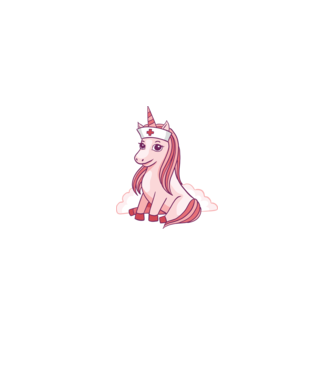 Îngrijitor unicorn model alb pe tricou