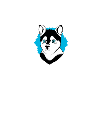 Câine Pomsky model alb pe tricou