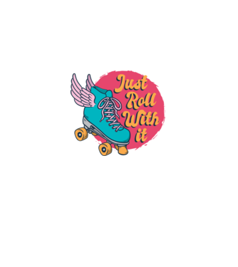 Just Roll with it - patine cu rotile model mov pe tricou