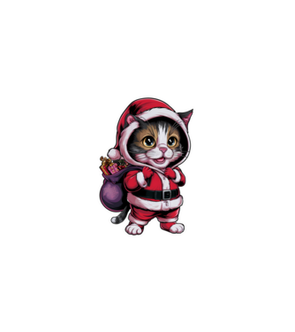 Santa Cat model negru pe tricou