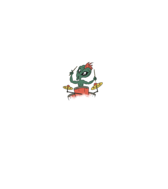 Alien baterist model negru pe tricou