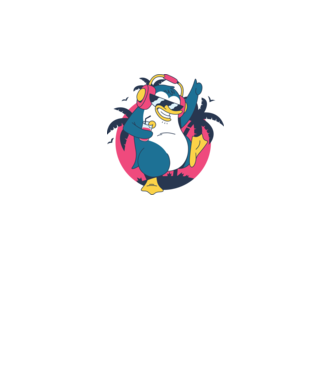 Pinguin de Petrecere model albastru deschis pe tricou