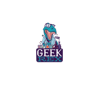 Geek Rex dinozaur tricou model negru pe tricou