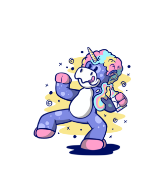 Unicorn beat model alb pe tricou