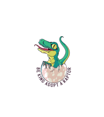 Be kind adopt a Raptor tricou cu dinozaur model alb pe tricou