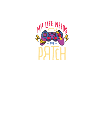 My life needs a patch Gamer model negru pe tricou