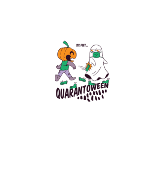 Quarantoween model alb pe tricou