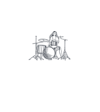 Fată Bateristă model alb pe tricou