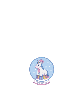 Glob de zăpadă drăguț, de Crăciun, cu Unicorn model negru pe tricou