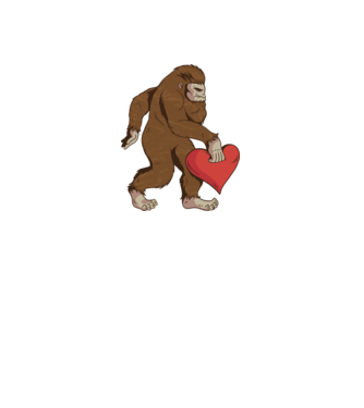 Bigfoot Yeti cu inimă model alb pe tricou