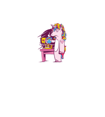 Unicorn Cafea model alb pe tricou
