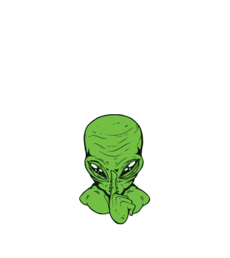 Alien Psst model negru pe tricou