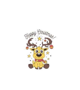 Happy Christmas Reindeer Alb model alb pe tricou