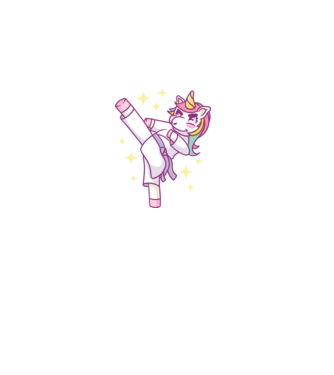 Karate unicorn model gri pe tricou