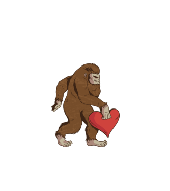 Bigfoot Yeti cu inimă model alb pe tricou