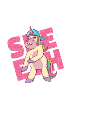 Unicorn Shesh model alb pe tricou