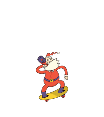 Moș Crăciun Skateboarder model alb pe tricou