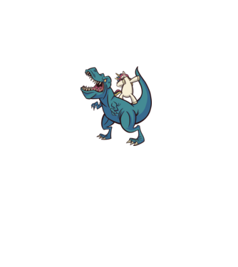 Unicorn DAB T-rex model gri pe tricou