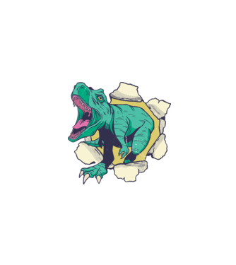 T-rex 3D model negru pe tricou