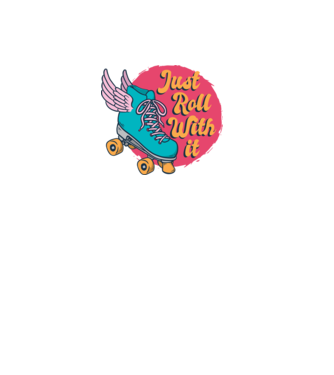 Just Roll with it - patine cu rotile model mov pe tricou