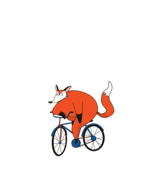 Vulpe cu bicicletă model nisipiu pe tricou