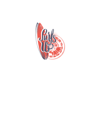 Surfs up model alb pe tricou