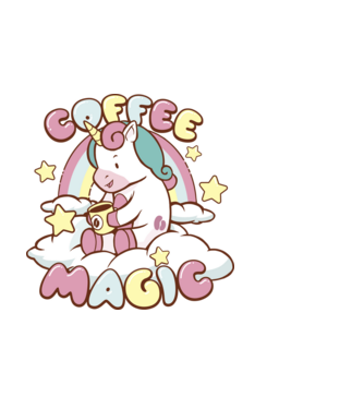 Cafea Magică Unicorn model negru pe tricou