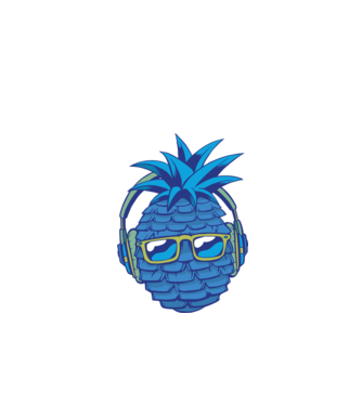 Ananas albastru cu căști model verde de măr pe tricou