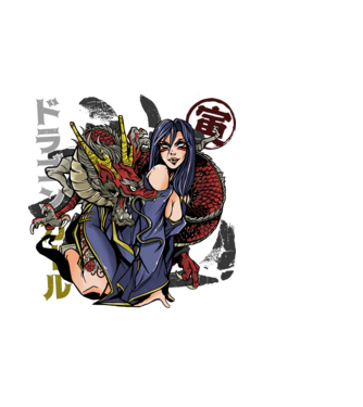 Dragon sexy Anime model negru pe tricou