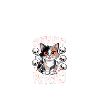 Cute, but Psycho pisică Negru model negru pe tricou