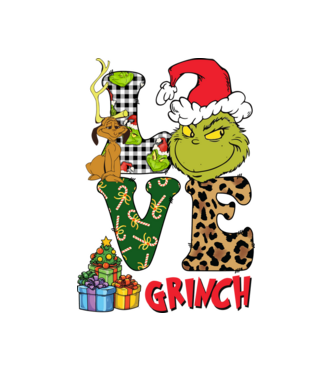 Love Grinch model alb pe tricou
