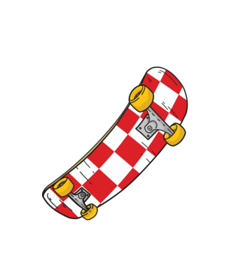 Skateboard model alb pe tricou