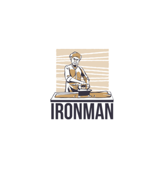 Ironman Om care calcă (montează metal) model alb pe tricou