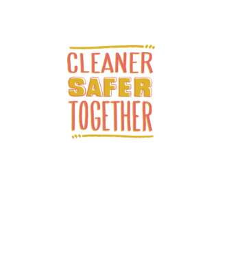 Cleaner Safer Together model alb pe tricou