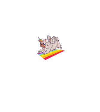 Pugicorn - mops unicorn model negru pe tricou