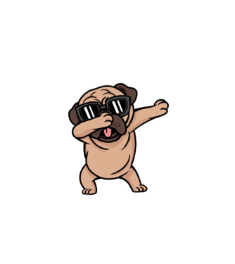 Pug DAB model turcoaz pe tricou