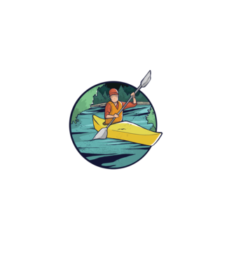 Caiac-canoe model negru pe tricou