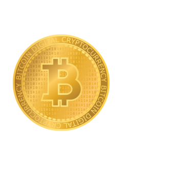 Monedă de aur Bitcoin model alb pe tricou