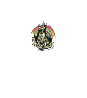 Schelet unicorn model alb pe tricou