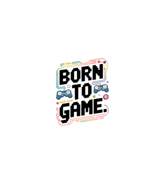 Born to Game Pixel Alb model nisipiu pe tricou