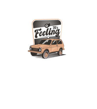 Mașină Retro anii 70 Lada Niva model albastru deschis pe tricou